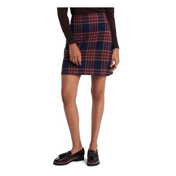 REDONE Womens Blue Zippered Pocketed Snap Tab Waist Mini A-Line Skirt